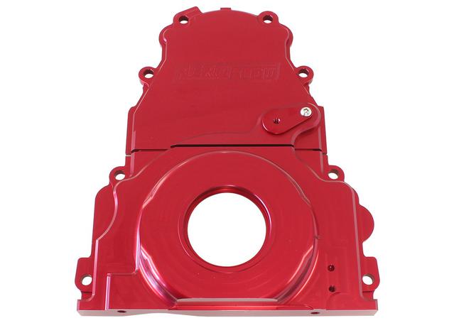 Aeroflow AF64-4361R Billet 2 Piece Timing Cover Red Fits