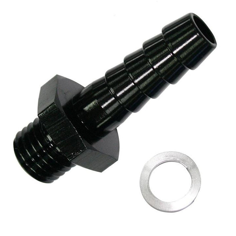 Aeroflow AF745-01BLK Male 10mmx1.00mm To 8mm Barb Black