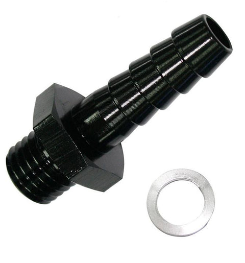 Aeroflow AF731-01BLK Metric M12x1.5mm To 8mm Barb Black