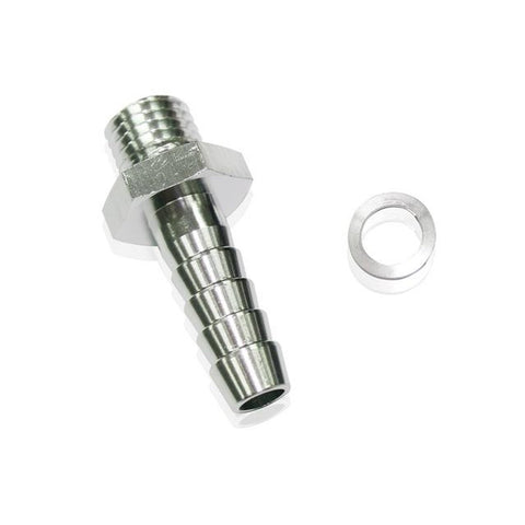 Aeroflow AF746-01S Metric M14x1.5 To 8mm Barb Silver Use