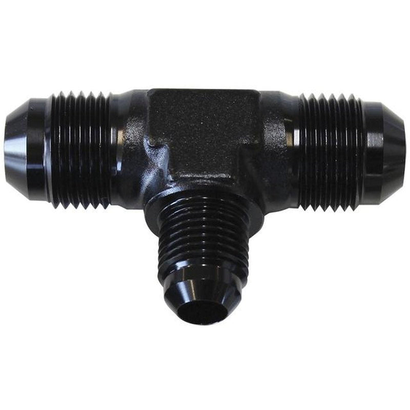Aeroflow AF831-06-08BLK Male Flare Tee -8AN With -6AN On