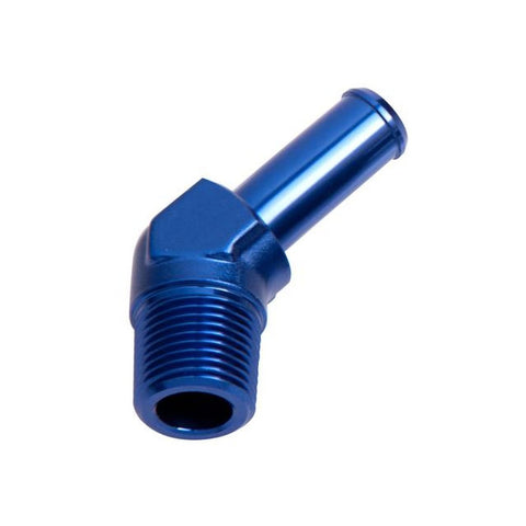 Aeroflow AF845-06 45Deg 1/4" Npt To 3/8" Barb Blue 45Deg