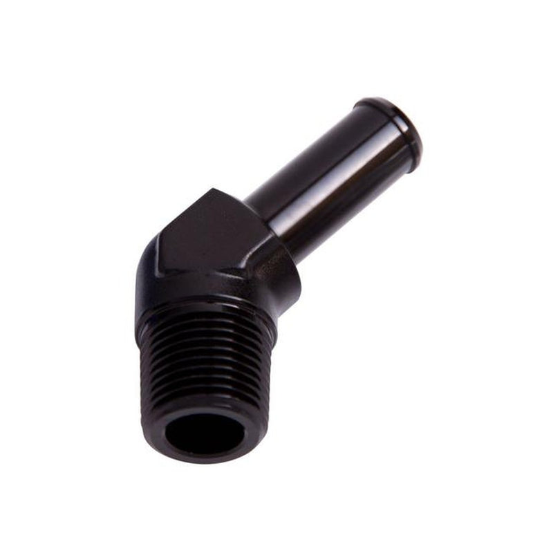Aeroflow AF845-06-10BLK 45Deg 3/8" Npt To 5/8" Barb Black