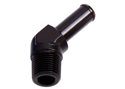Aeroflow AF845-08BLK 45Deg 3/8" Npt To 1/2 Barb Black