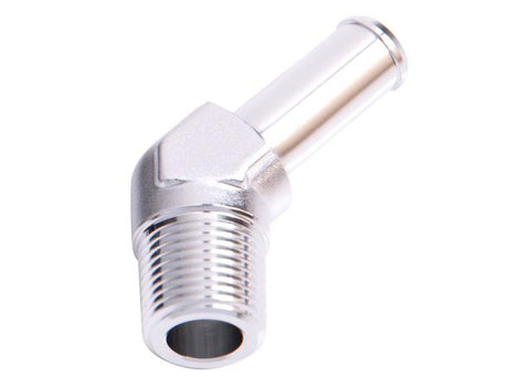 Aeroflow AF845-12S 45Deg 3/4" Npt To 3/4" Barb Silver