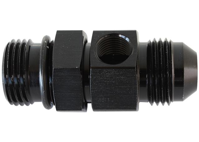 Aeroflow AF904-08BLK -8ORB To -8AN With 1/8" Port Black