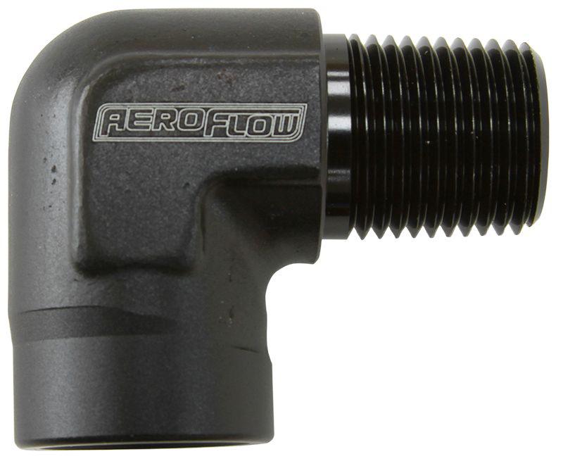 Aeroflow AF914-06BLK 90Deg Female - Male Elbow 3/8 Npt