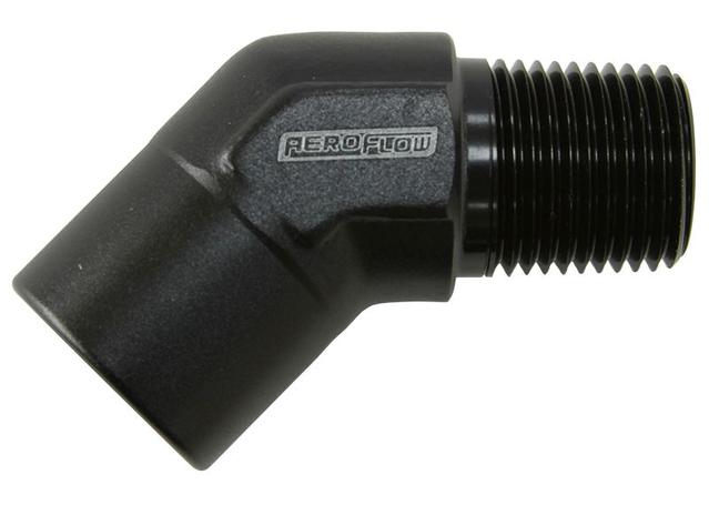 Aeroflow AF915-02BLK 45Deg Female - Male Elbow 1/8 Npt
