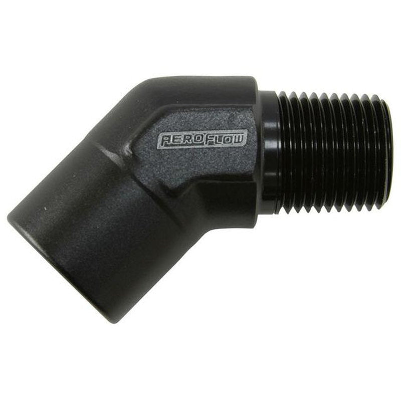Aeroflow AF915-06BLK 45Deg Female - Male Elbow 3/8 Npt