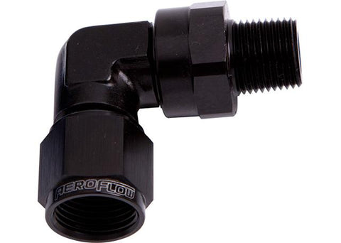 Aeroflow AF923-06-06BLK 90Deg 3/8" Npt To -6AN Black