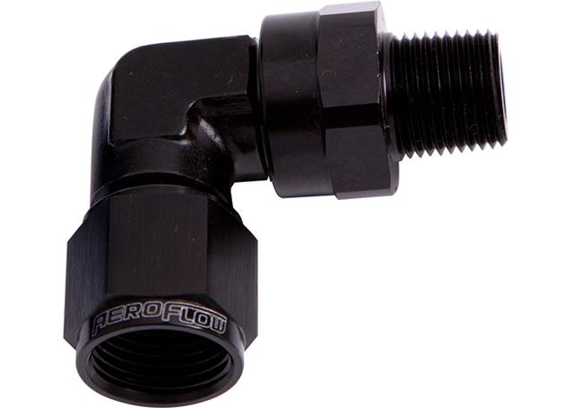 Aeroflow AF923-06-06BLK 90Deg 3/8" Npt To -6AN Black