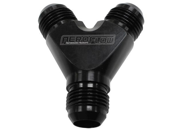 Aeroflow AF930-12-10BLK Y Block -12AN Out -10AN In Black