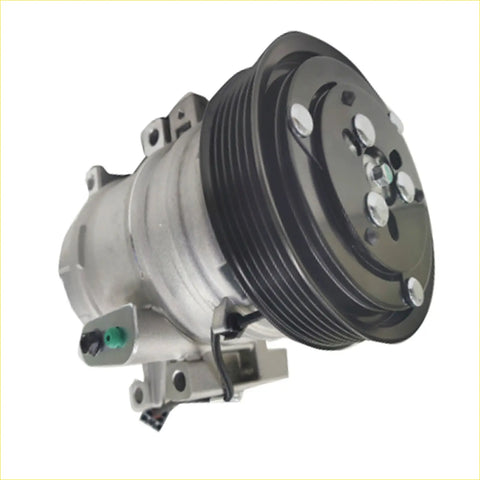 Silver automotive air con compressor with black ribbed pulley and green fittings for mazda6 gg 2.3l petrol 2002-08