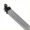 Silver aluminum air cooled intercooler with black plastic end caps and brackets for chevrolet equinox gmc terrain 1.5l