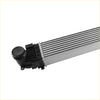 Silver aluminum air cooled intercooler with black plastic mount and cap for chevrolet equinox gmc terrain 1.5l