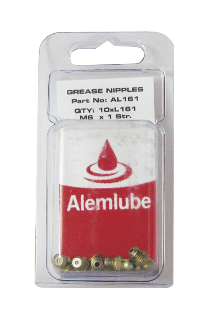 Alemlube 6Mx1 Straight Grease Nipples Pack of 10 AL161
