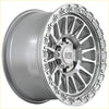 Silver alpha combat 17x9 off-road alloy wheel with machined face and intricate spoke design in silver machine finish