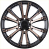 Black and bronze two-tone alloy wheel with multi-spoke design and alpha logo center in alpha maverick matt black dark bronze tint