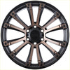 Black and bronze two-tone alpha maverick alloy wheel with multi-spoke design and alpha center cap in matt black dark bronze tint
