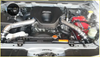 Black isuzu engine cover with silver intake manifold and red battery shown with aluminum 2 inch intercooler piping kit for d-max 2.5l 4jk1 turbo