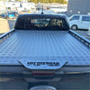 Silver diamond plate aluminum heavy-duty hard lid with lite offroad logo for byd shark 2025 truck bed liner back view
