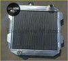 Silver aluminum radiator with vertical cooling fins and bolted mounts for ford capri and escort 1.3l to 2.0l models
