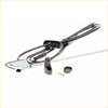 Chrome-finished antenna a-pillar for nissan d21 datsun 720 1980-1986 with black wiring and mounting hardware backside view
