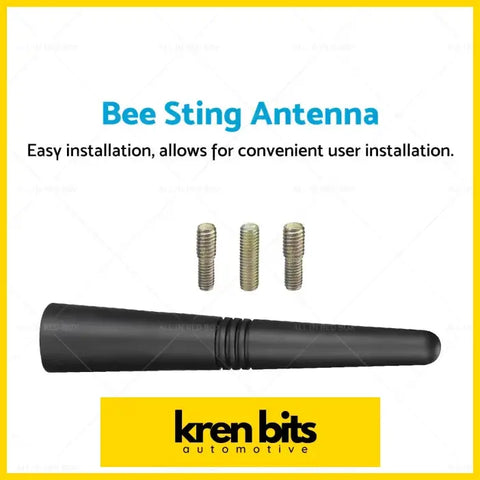 Black plastic bee sting stubby antenna with three metallic mounting screws for nissan navara d40 d23