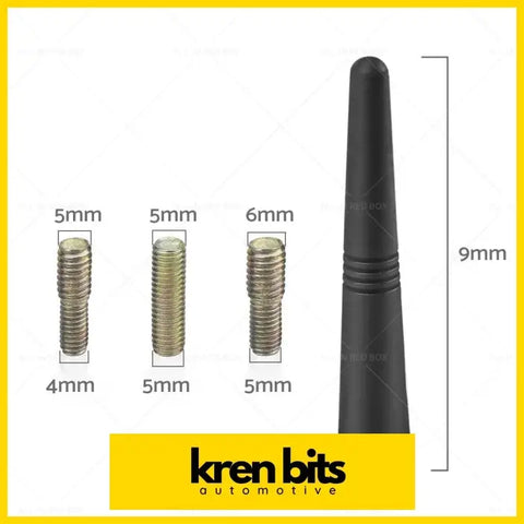 Black antenna aerial stubby bee sting with 9mm length and threaded metallic base for nissan navara d40 d23