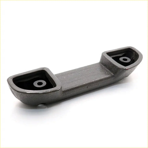 Gray metallic engine mount with two rectangular recessed sections and central holes for mazda bravo armrest lh use