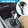 Automatic gear shift knob for toyota tacoma 2016-2022 in black and silver with textured leather grip and carbon fiber pattern