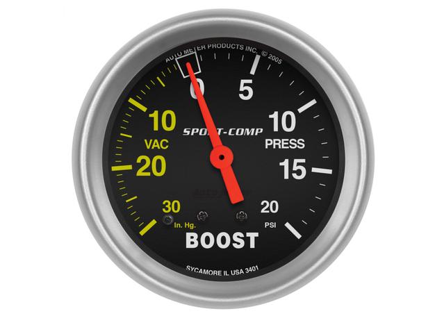 Autometer Sport-Comp 2-5/8in Boost/Vacuum Gauge 30in/Hg
