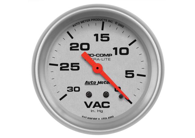 Autometer Ultra-Lite 2-5/8in Vacuum Gauge 0-30in/Hg