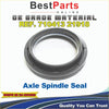 Black rubber axle spindle seal with metallic inner ring and plastic outer casing for ford f250 super duty