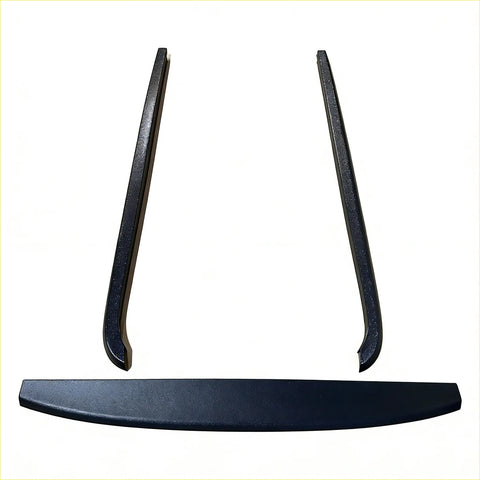 Black plastic bedside rail covers 3 piece set for nissan navara 2021+ with matte textured finish shown from back side