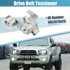 Silver metallic belt tensioner pulley assembly with cylindrical pulley and angular bracket for toyota tacoma 2.7l