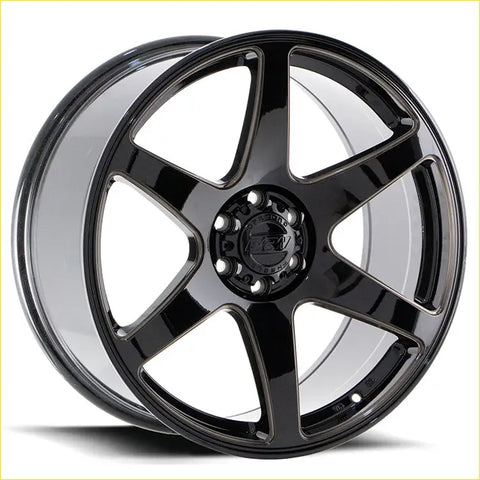 Black gloss finished BGW Cartel alloy wheel with five milled spokes and center cap bearing m2 logo
