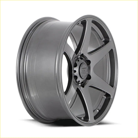 Dark gray five spoke bcr alloy wheel with matte finish center cap from bgw cartel gloss gunmetal collection