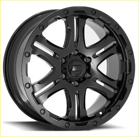 Black matte finished bgw conquest alloy wheel with rugged multi spoke design and z2 logo center cap