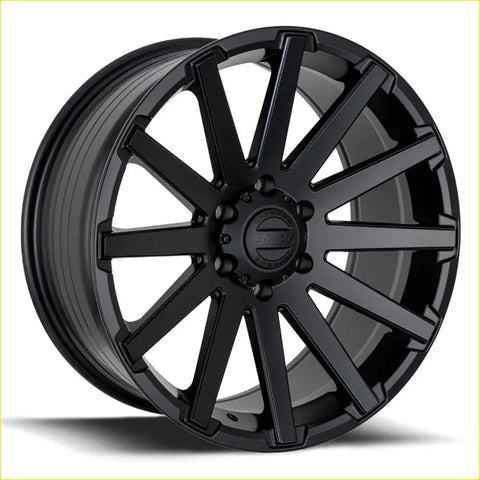 Black matte-finished alloy wheel bgw cruze with bold multi-spoke design and skw logo center cap