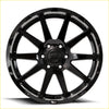 Black matte finished bgw dominator alloy wheel with bold multi-spoke design and bfg logo center cap