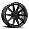 Black matte finished bgw dominator alloy wheel with bold multi spoke design and rst logo hubcap
