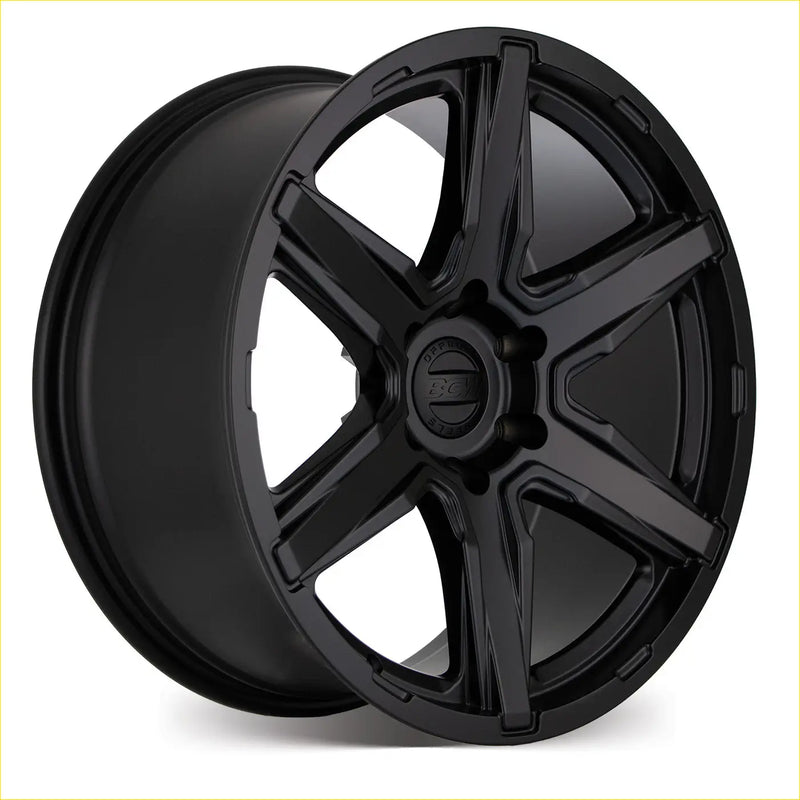Black matte-finished alloy wheel bbs bgw legend with five-spoke design and central hubcap logo