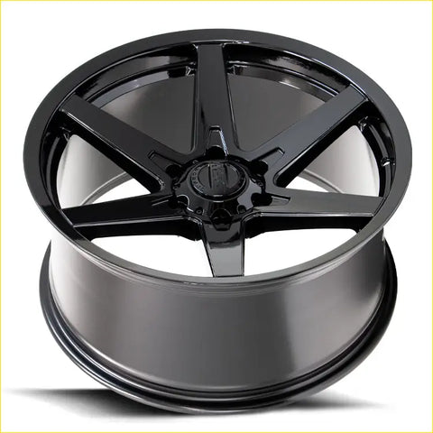 Bgw primal gloss black alloy wheel with black gloss finish five spokes and hre logo hubcap