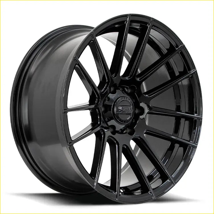 Gloss black bbs bgw shadow alloy wheel with multi-spoke design and center cap logo for vehicles