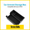 Black plastic center console armrest storage box tray with molded compartments suitable for isuzu cars