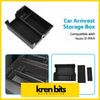 Black plastic center console armrest storage box with divided compartments and mesh insert for isuzu d-max