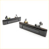 Black plastic car door handles x2 with metallic springs shown from back for toyota hilux ute 1984-1988
