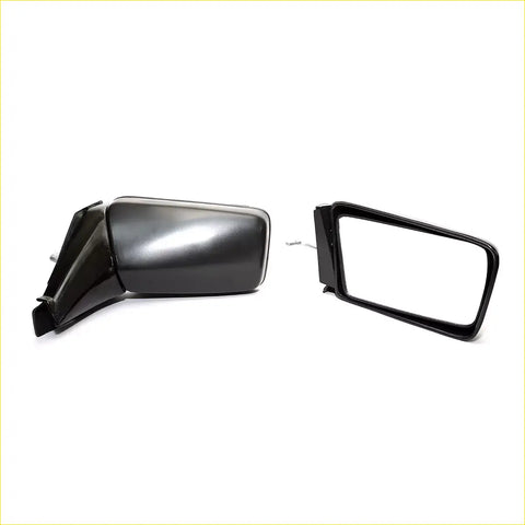 Black plastic door mirror set for Nissan Datsun Sunny Sentra sedan 1985-1991 with glossy rectangular housing