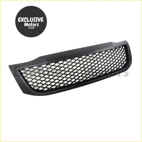 Black front mesh grill for Toyota Hilux 2012-2014 with sleek diamond pattern and modern black mesh design